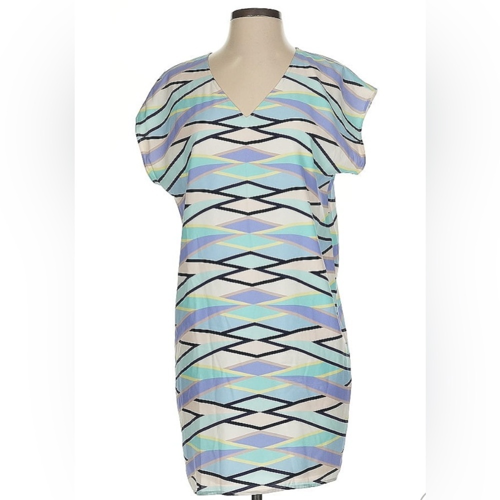 Marie Oliver Geometric Patterned Midi Dress - Blue, Black, Cream